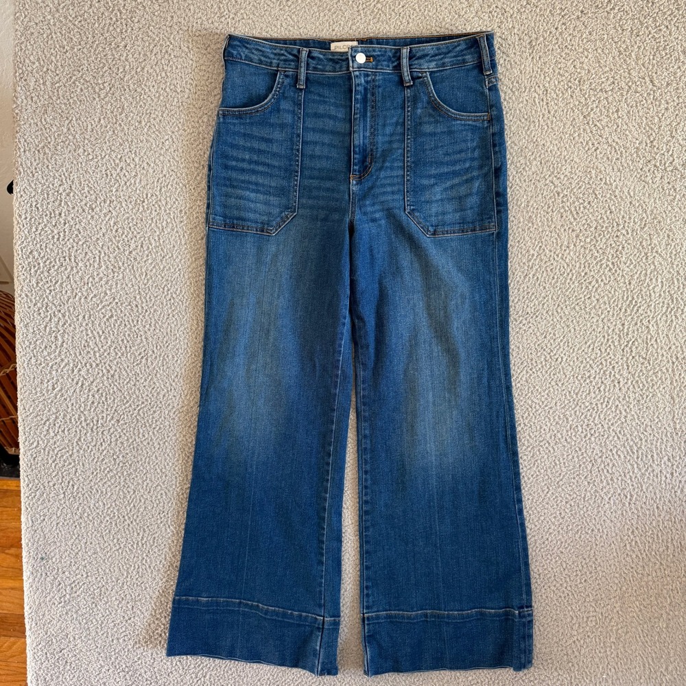 Pilcro Curvy Rylan Relaxed High-Rise Flare Jeans Sz 32 Outer Pockets - Picture 3 of 11